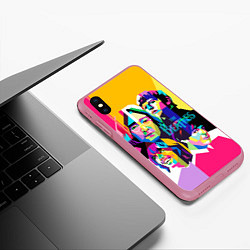 Чехол iPhone XS Max матовый The Beatles: Poly-art, цвет: 3D-малиновый — фото 2