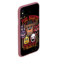 Чехол iPhone XS Max матовый Five Nights At Freddy's, цвет: 3D-малиновый — фото 2