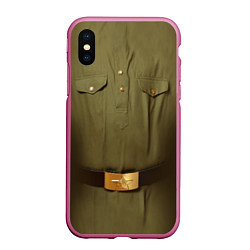 Чехол iPhone XS Max матовый Униформа солдата, цвет: 3D-малиновый