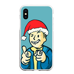 Чехол iPhone XS Max матовый Fallout New Year, цвет: 3D-белый