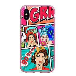 Чехол iPhone XS Max матовый POP ART, цвет: 3D-розовый