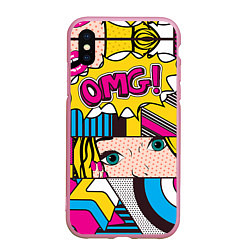 Чехол iPhone XS Max матовый POP ART, цвет: 3D-розовый