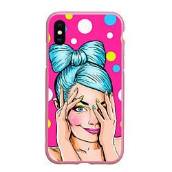 Чехол iPhone XS Max матовый POP ART, цвет: 3D-розовый