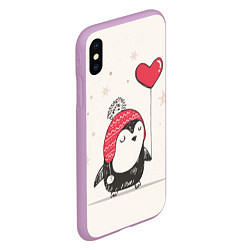 Чехол iPhone XS Max матовый Влюбленный пингвин, цвет: 3D-сиреневый — фото 2