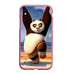 Чехол iPhone XS Max матовый Кунг фу панда, цвет: 3D-малиновый