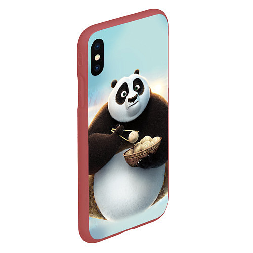 Чехол iPhone XS Max матовый Кунг фу панда / 3D-Красный – фото 2