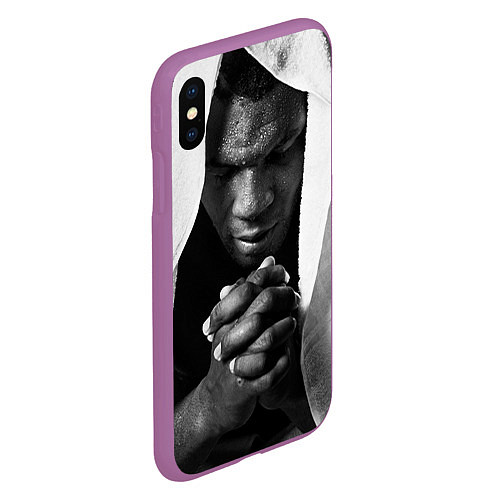 Чехол iPhone XS Max матовый Майк Тайсон / 3D-Фиолетовый – фото 2