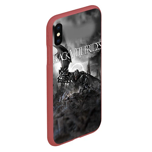 Чехол iPhone XS Max матовый Black Veil Brides: Faithless / 3D-Красный – фото 2