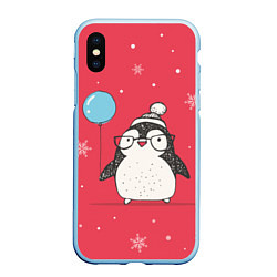 Чехол iPhone XS Max матовый Влюбленная пингвинка, цвет: 3D-голубой
