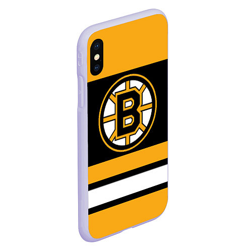 Чехол iPhone XS Max матовый Boston Bruins / 3D-Светло-сиреневый – фото 2