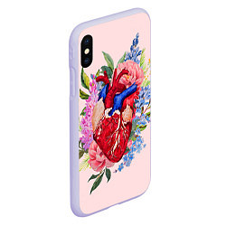 Чехол iPhone XS Max матовый Цветочное сердце, цвет: 3D-светло-сиреневый — фото 2