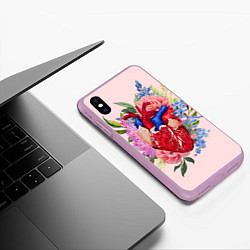 Чехол iPhone XS Max матовый Цветочное сердце, цвет: 3D-сиреневый — фото 2