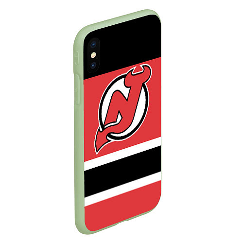 Чехол iPhone XS Max матовый New Jersey Devils / 3D-Салатовый – фото 2