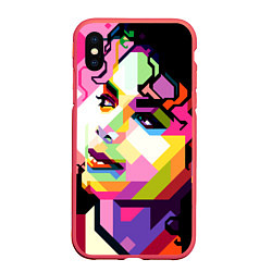 Чехол iPhone XS Max матовый Michael Jackson Art, цвет: 3D-красный
