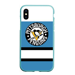 Чехол iPhone XS Max матовый Pittsburgh Penguins: White, цвет: 3D-мятный