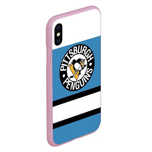 Чехол iPhone XS Max матовый Pittsburgh Penguins: White / 3D-Розовый – фото 2