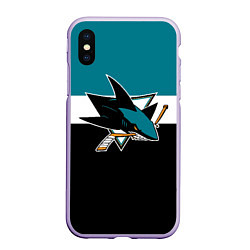 Чехол iPhone XS Max матовый San Jose Sharks, цвет: 3D-светло-сиреневый