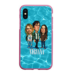 Чехол iPhone XS Max матовый Nirvana: Water, цвет: 3D-малиновый