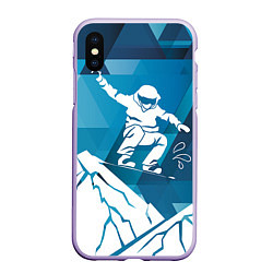 Чехол iPhone XS Max матовый Горы и сноубордист