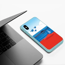 Чехол iPhone XS Max матовый Россия: Триколор армии, цвет: 3D-мятный — фото 2
