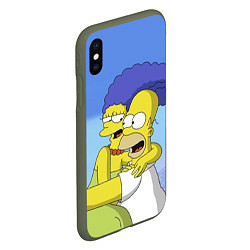 Чехол iPhone XS Max матовый Гомер и Мардж, цвет: 3D-темно-зеленый — фото 2