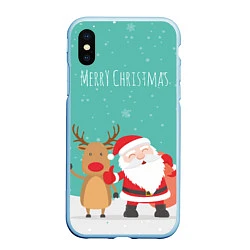 Чехол iPhone XS Max матовый Merry Christmas, цвет: 3D-голубой