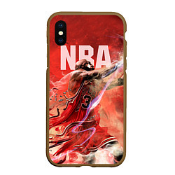 Чехол iPhone XS Max матовый Спорт NBA, цвет: 3D-коричневый