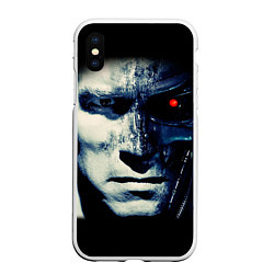 Чехол iPhone XS Max матовый Взгляд Терминатора, цвет: 3D-белый
