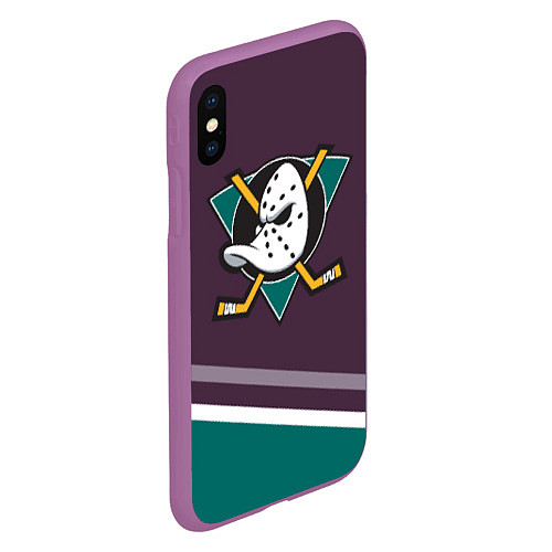 Чехол iPhone XS Max матовый Anaheim Ducks Selanne / 3D-Фиолетовый – фото 2