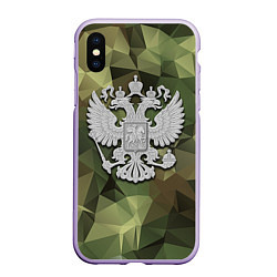 Чехол iPhone XS Max матовый Камуфляж и герб