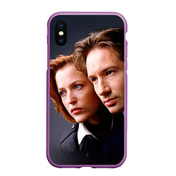 Чехол iPhone XS Max матовый Скалли и Малдер, цвет: 3D-фиолетовый