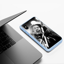 Чехол iPhone XS Max матовый Боб Марли поет, цвет: 3D-голубой — фото 2