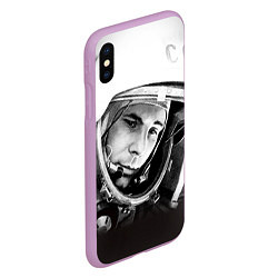 Чехол iPhone XS Max матовый Юрий Гагарин, цвет: 3D-сиреневый — фото 2
