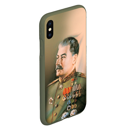 Чехол iPhone XS Max матовый Иосиф Сталин / 3D-Темно-зеленый – фото 2