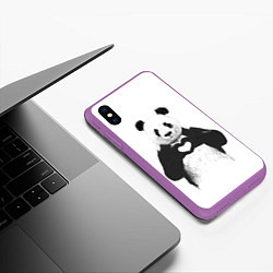 Чехол iPhone XS Max матовый Panda Love, цвет: 3D-фиолетовый — фото 2