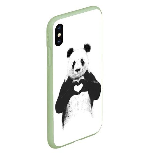 Чехол iPhone XS Max матовый Panda Love / 3D-Салатовый – фото 2