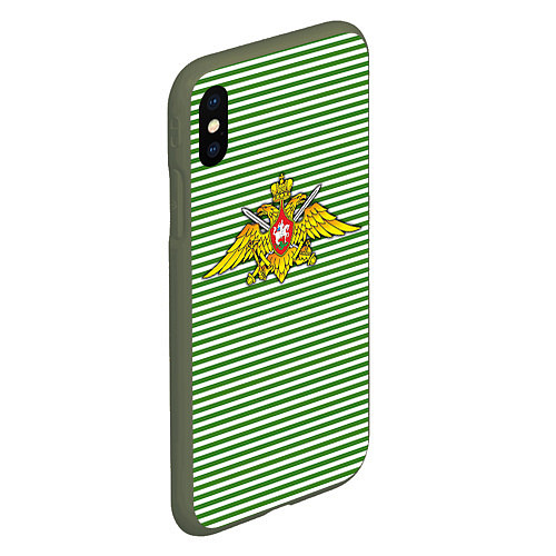 Чехол iPhone XS Max матовый Тельняшка ПВ РФ / 3D-Темно-зеленый – фото 2