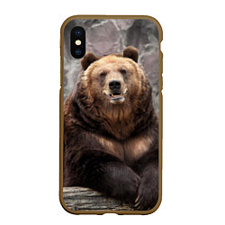 Чехол iPhone XS Max матовый Русский медведь, цвет: 3D-коричневый