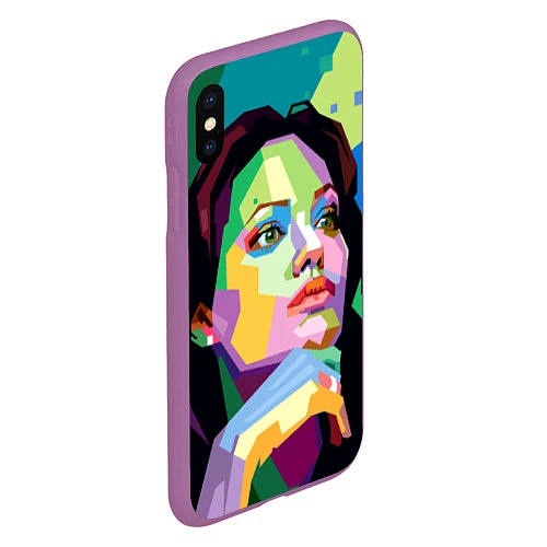 Чехол iPhone XS Max матовый Angelina Jolie: Art / 3D-Фиолетовый – фото 2