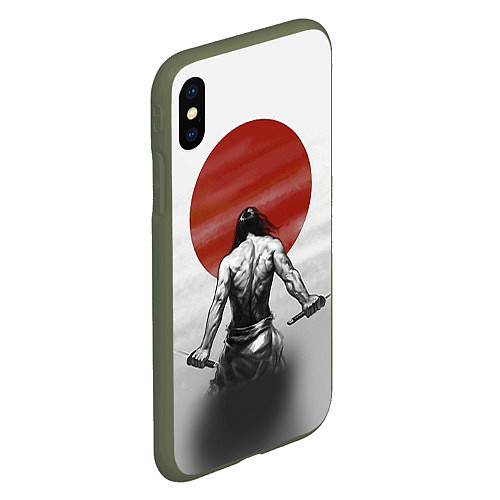 Чехол iPhone XS Max матовый Ярость самурая / 3D-Темно-зеленый – фото 2