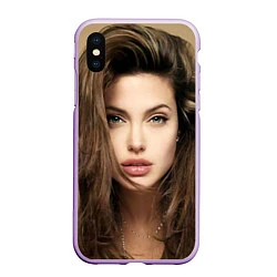 Чехол iPhone XS Max матовый Анжелина Джоли, цвет: 3D-сиреневый