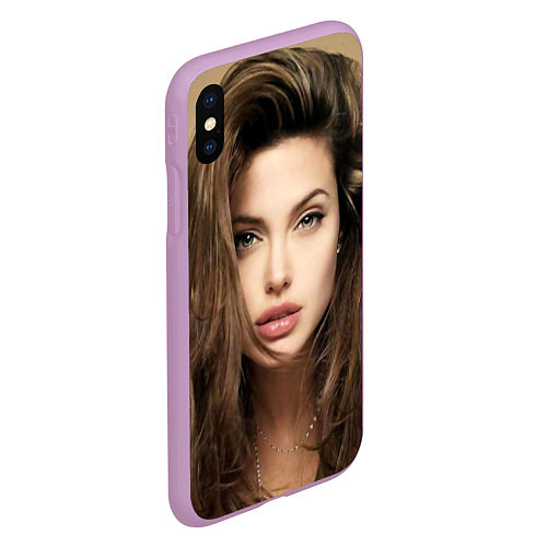 Чехол iPhone XS Max матовый Анжелина Джоли / 3D-Сиреневый – фото 2