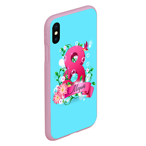 Чехол iPhone XS Max матовый Восьмерка и колибри / 3D-Розовый – фото 2