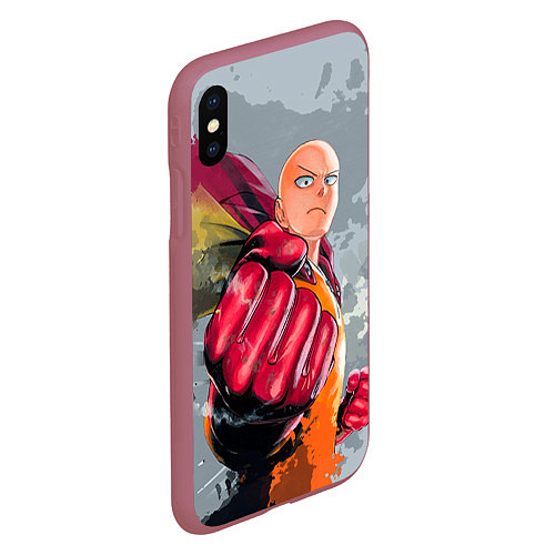 Чехол iPhone XS Max матовый One Punch Man Fist / 3D-Малиновый – фото 2