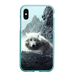 Чехол iPhone XS Max матовый Волк в горах
