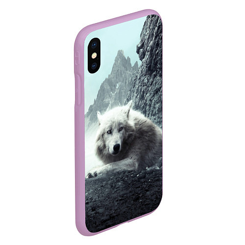 Чехол iPhone XS Max матовый Волк в горах / 3D-Сиреневый – фото 2