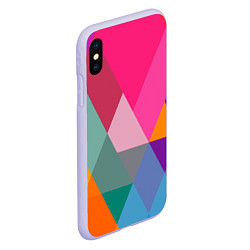 Чехол iPhone XS Max матовый Разноцветные полигоны, цвет: 3D-светло-сиреневый — фото 2