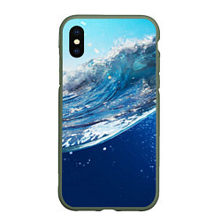 Чехол iPhone XS Max матовый Стихия воды, цвет: 3D-темно-зеленый