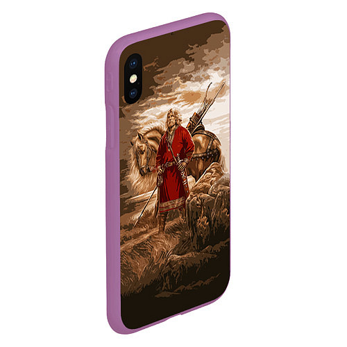 Чехол iPhone XS Max матовый Русь священная / 3D-Фиолетовый – фото 2
