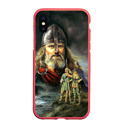 Чехол iPhone XS Max матовый Богатырь Руси, цвет: 3D-красный